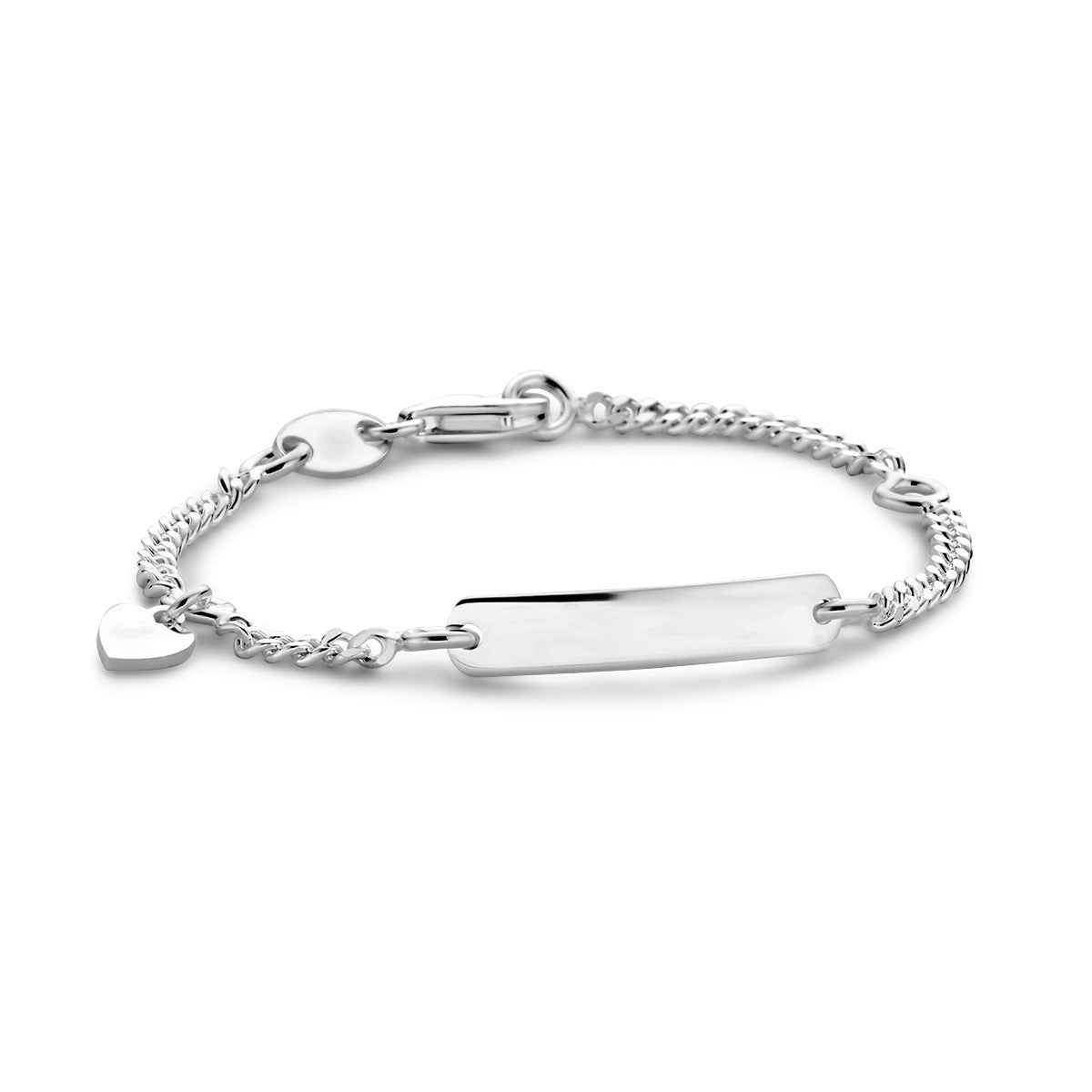 Fantasy Collection Graveerarmband hart gourmette 4 zijdes geslepen plaat 4,0 mm zilver