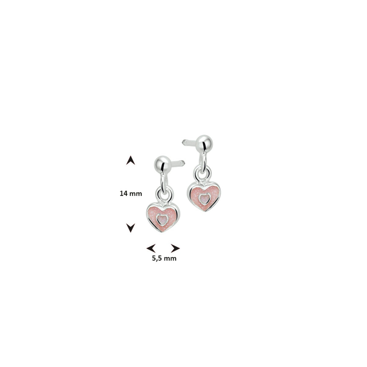 Fantasy Collection Hangende oorbellen hart zilver