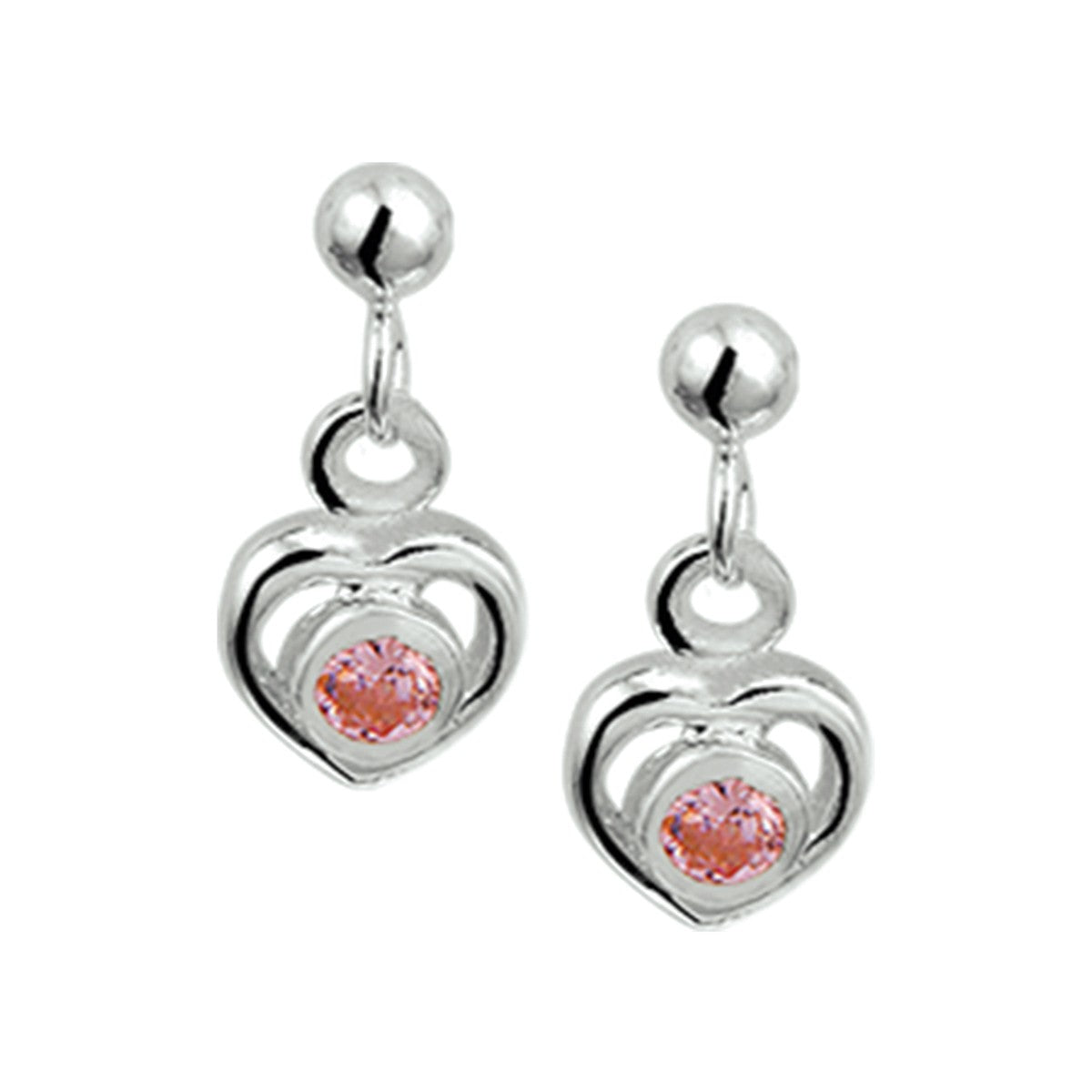 Fantasy Collection Hangende oorbellen hart strass zilver
