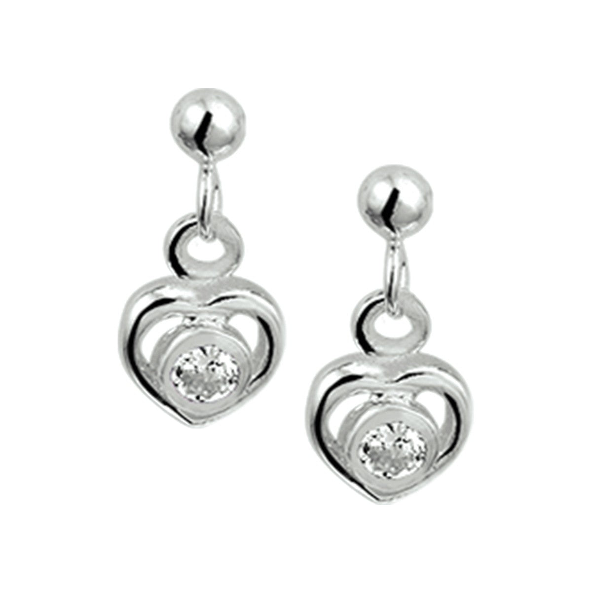Fantasy Collection Hangende oorbellen hart strass zilver
