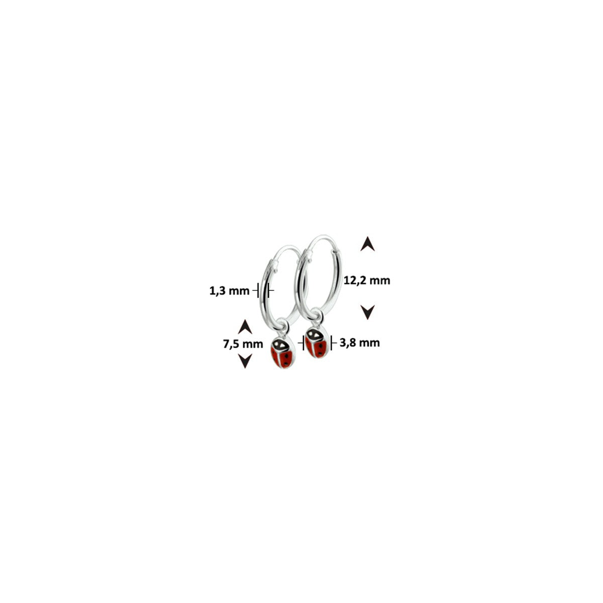 Fantasy Collection Oorbellen lieveheersbeestje emaille zilver