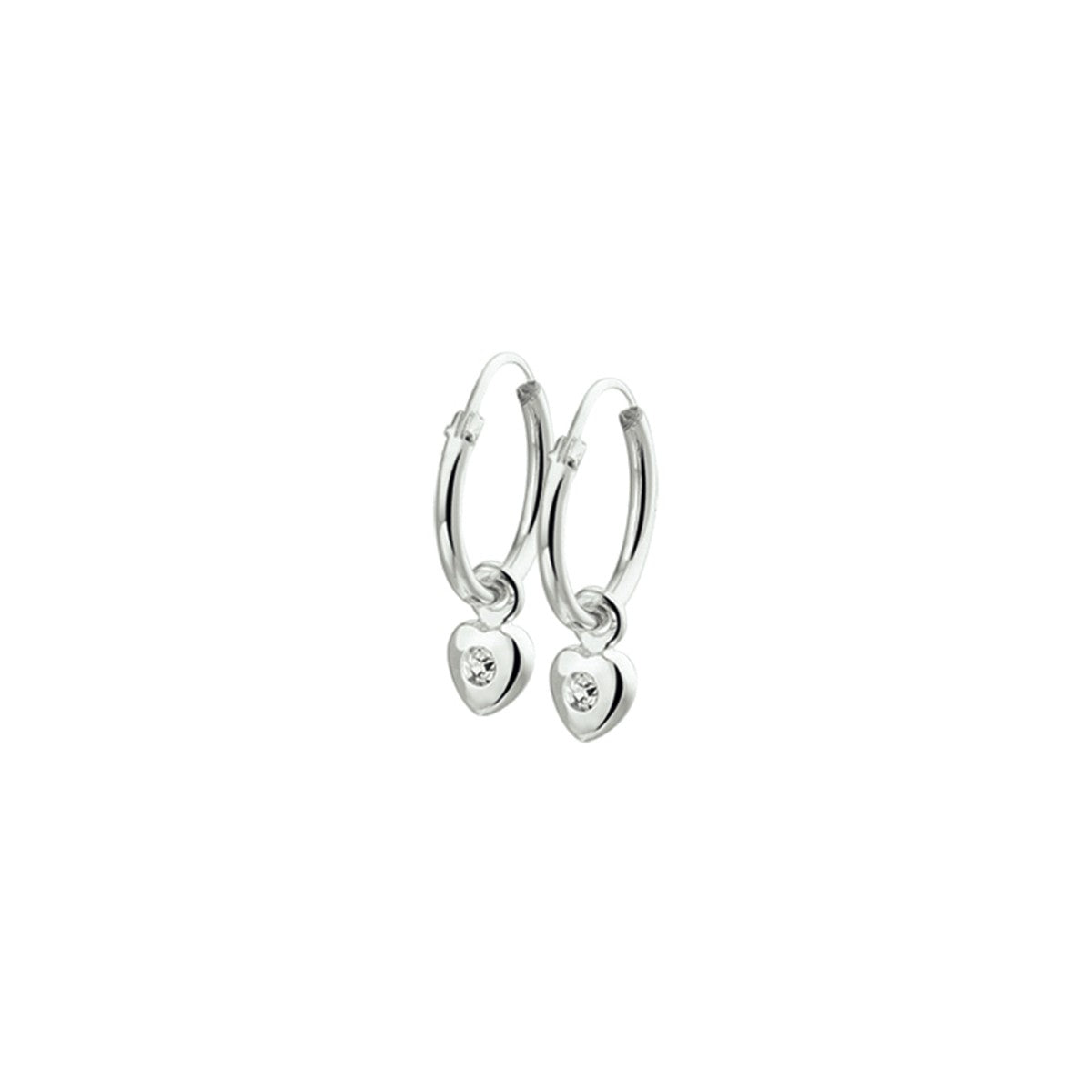 Fantasy Collection Oorbellen hart strass zilver