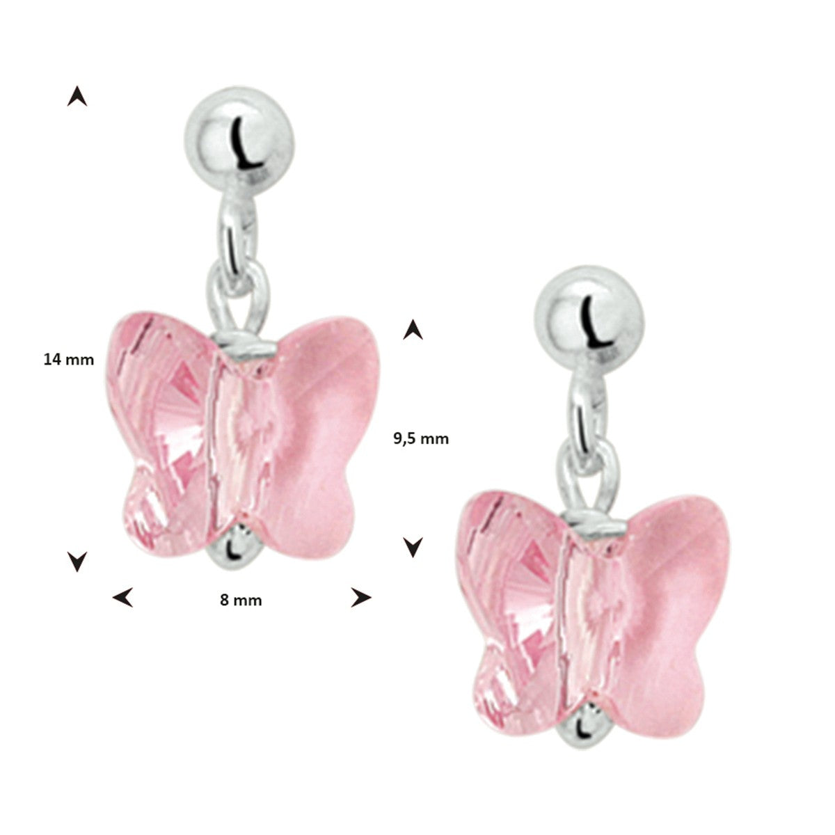 Fantasy Collection Hangende oorbellen vlinder zilver