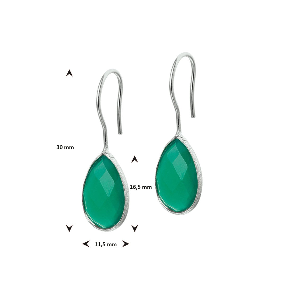 Fantasy Collection Hangende oorbellen agaat franse haak zilver