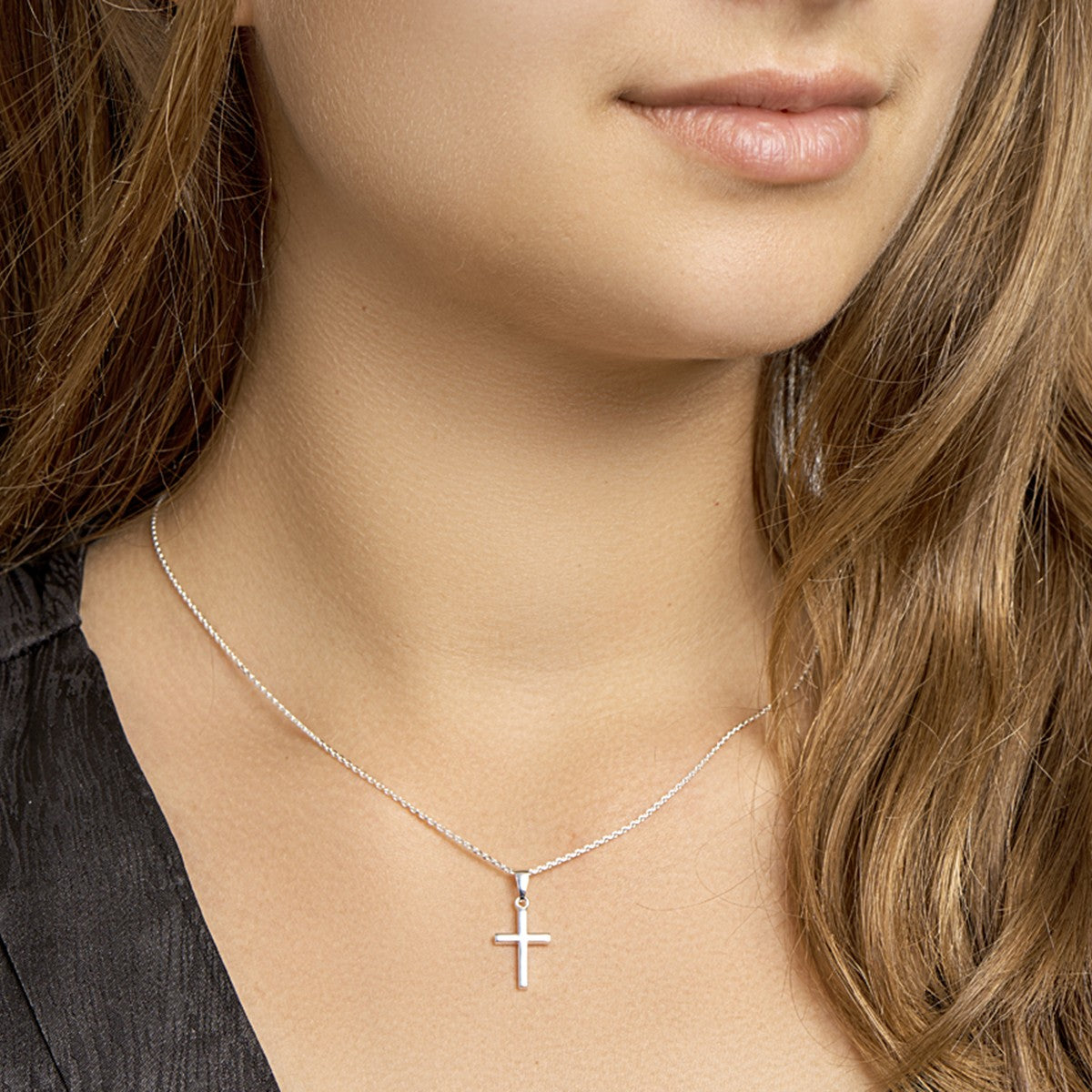 Fantasy Collection Collier kruis 41 + 4 cm zilver