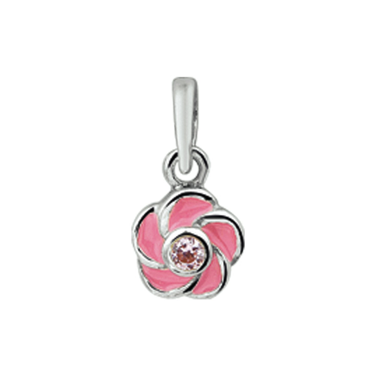Fantasy Collection Hanger bloem roze zirkonia 9 mm zilver