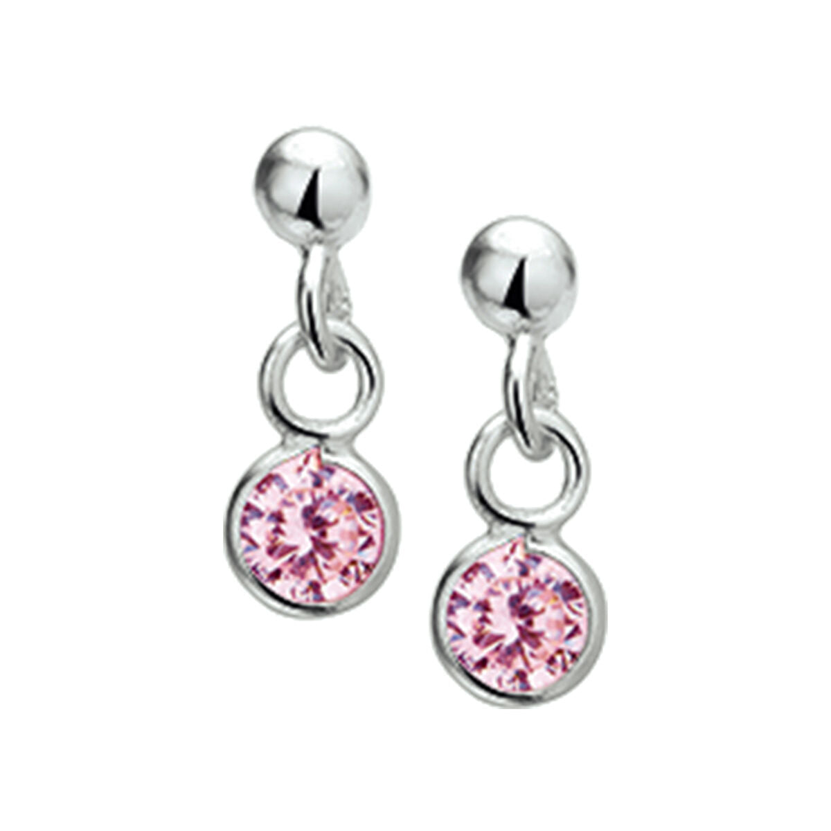 Fantasy Collection Hangende oorbellen roze zirkonia zilver