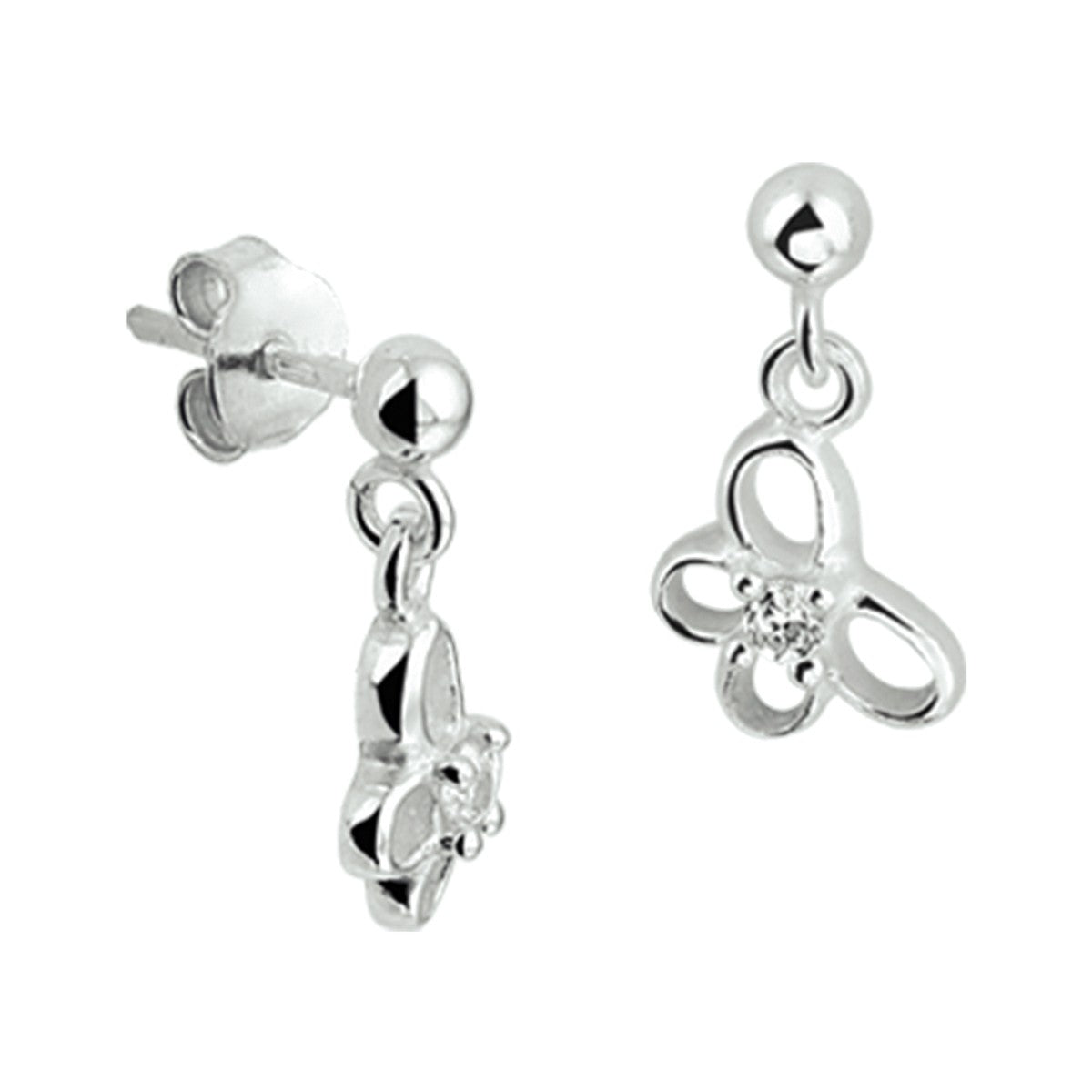 Fantasy Collection Hangende oorbellen vlinder zirkonia zilver