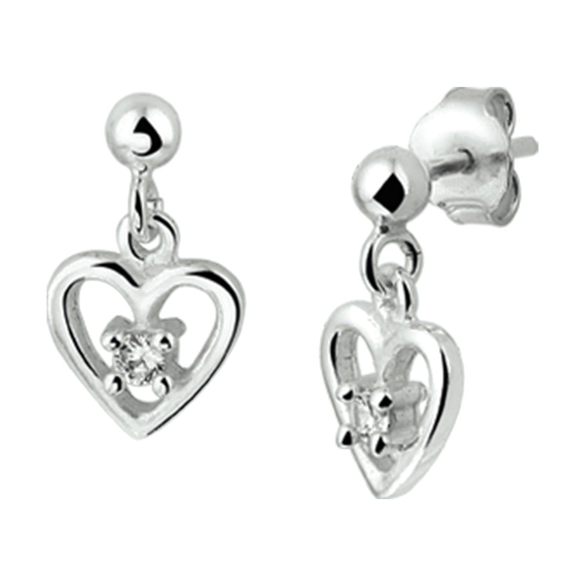 Fantasy Collection Hangende oorbellen hart zirkonia zilver