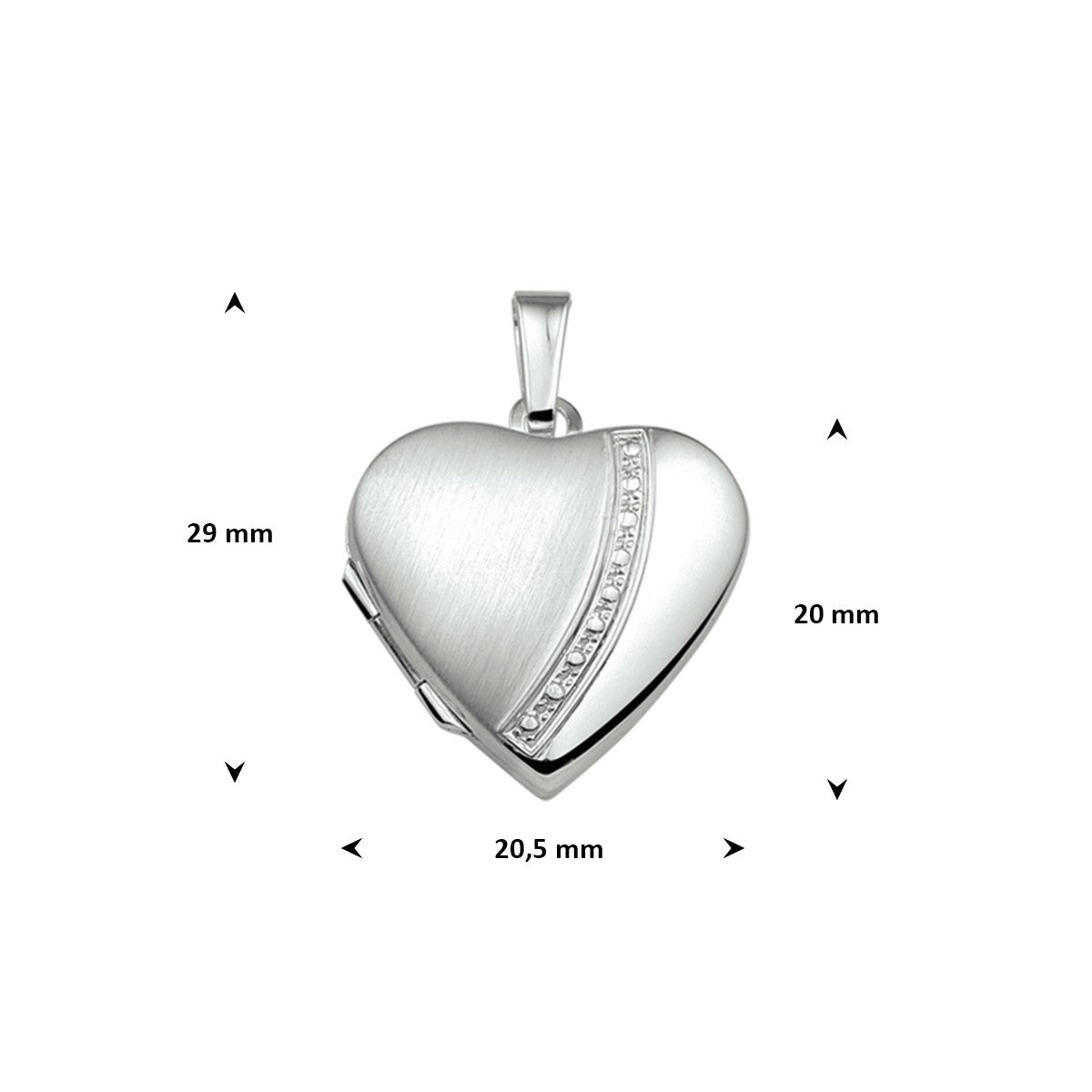 Medaillon hart poli/mat 20 mm zilver – 1020307