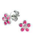 Zilver Oorknoppen Bloem En Roze Zirkonia 1020309 - PansiteNederland.nl