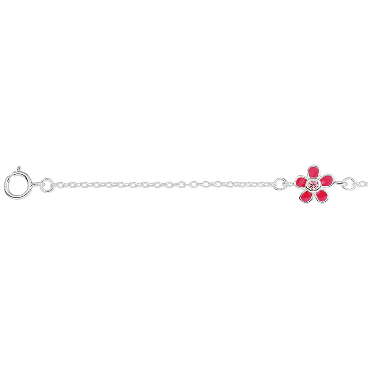 Fantasy Collection Armband bloem en roze zirkonia 13 + 2 cm zilver