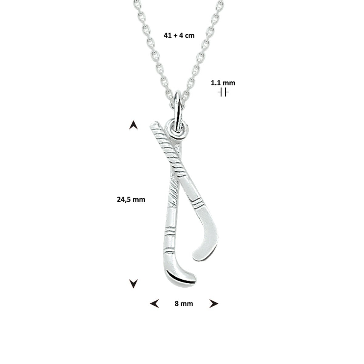 Fantasy Collection Collier hanger hockey 41 + 4 cm zilver