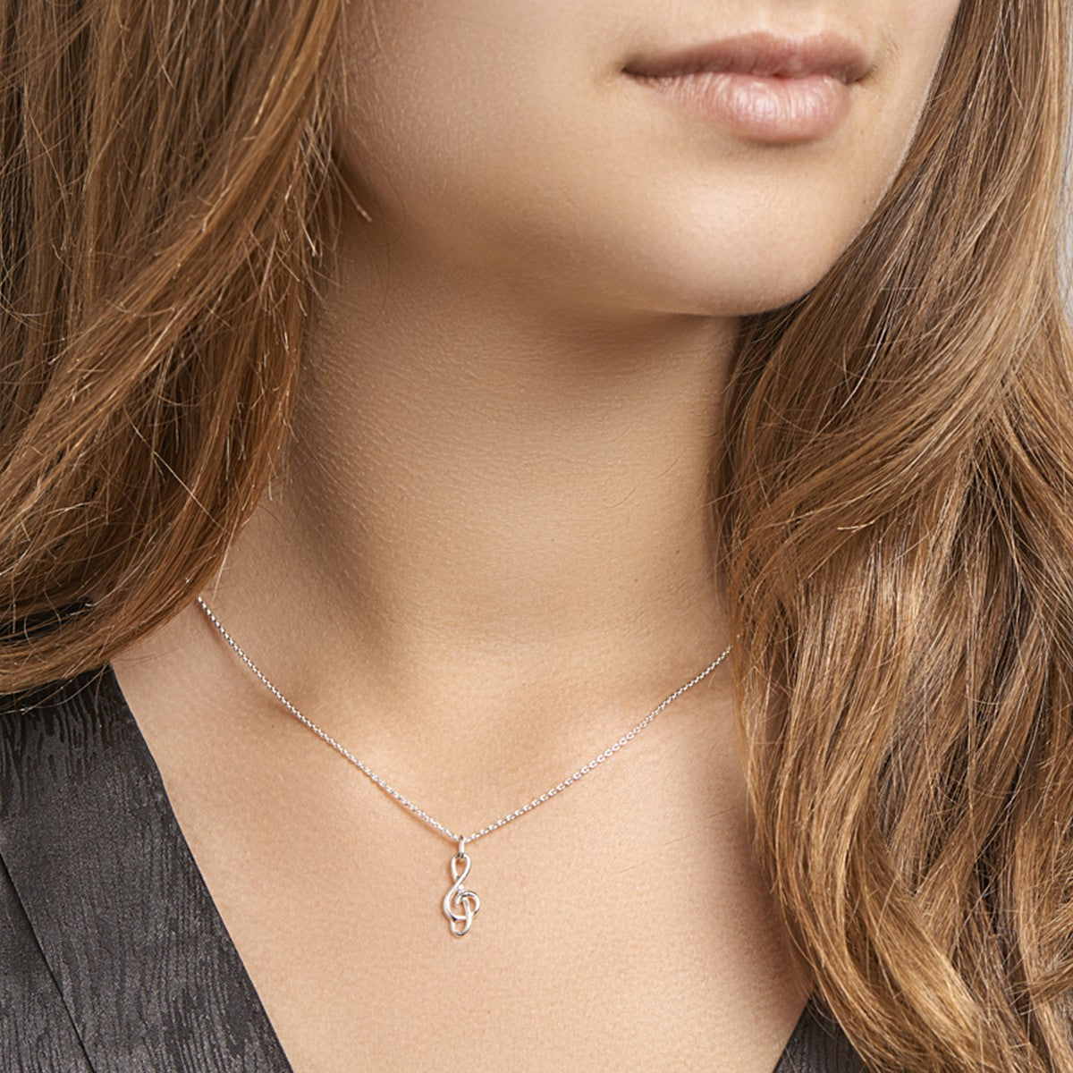 Fantasy Collection Collier hanger g-sleutel 41 + 4 cm zilver