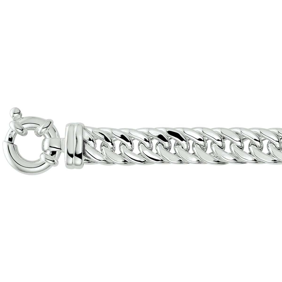 Fantasy Collection Armband gourmette plat 10 mm met groot veerslot zilver