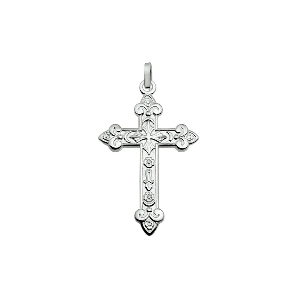 Fantasy Collection Hanger kruis poli/mat 35,5 mm zilver