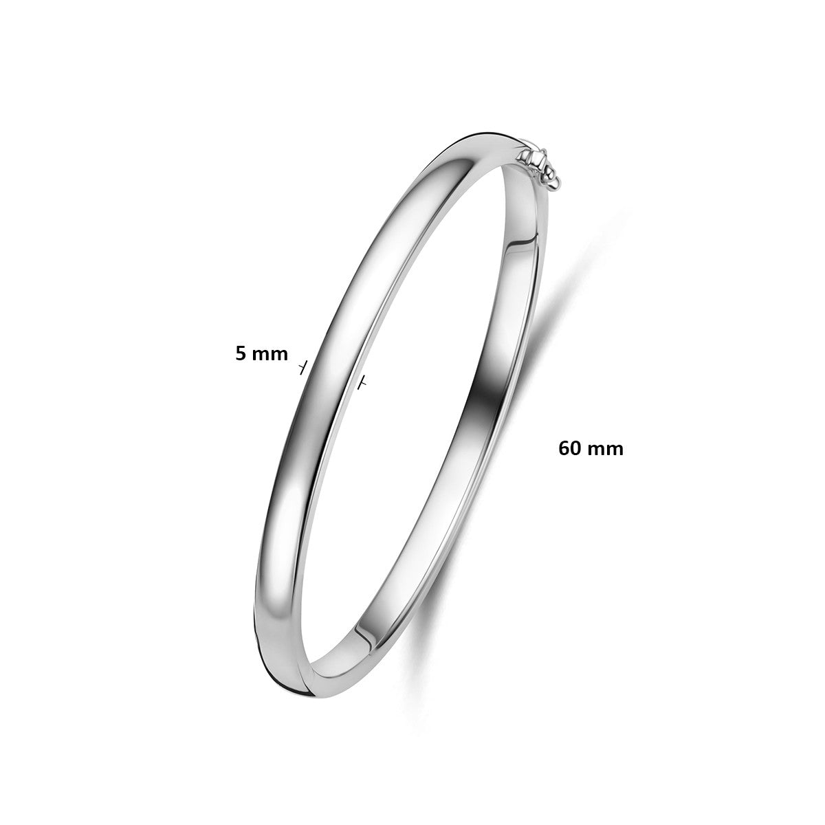 Bangle scharnier bolle buis 5 mm zilver