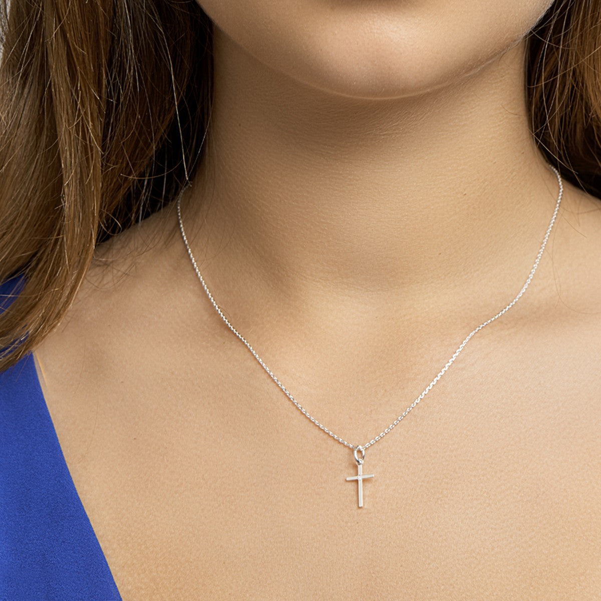 Fantasy Collection Collier kruis 41 + 4 cm zilver