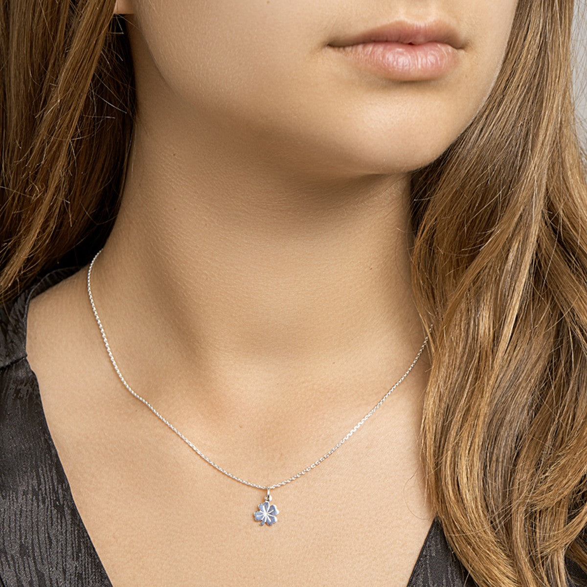 Fantasy Collection Collier klavertje 41 + 4 cm zilver