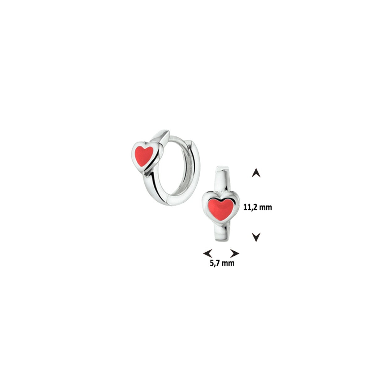 Fantasy Collection Oorbellen hart emaille zilver