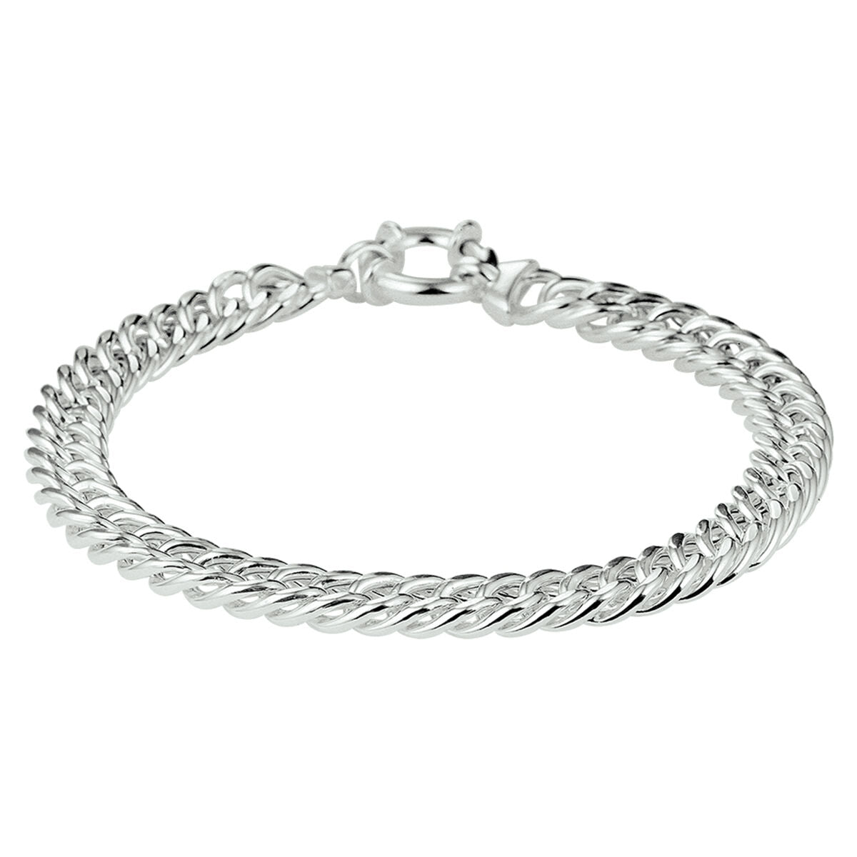 Fantasy Collection Armband gourmette 7,4 mm 19 cm met groot veerslot zilver