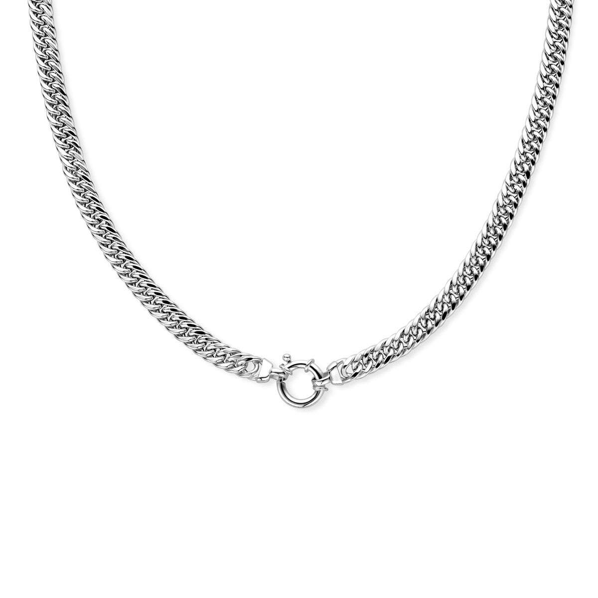 Fantasy Collection Collier dubbel gourmette 7,4 mm 45 cm met groot veerslot zilver