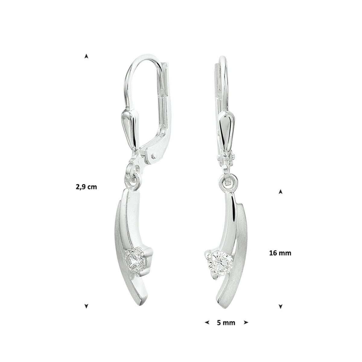 Fantasy Collection Hangende oorbellen zirkonia brisure haak zilver
