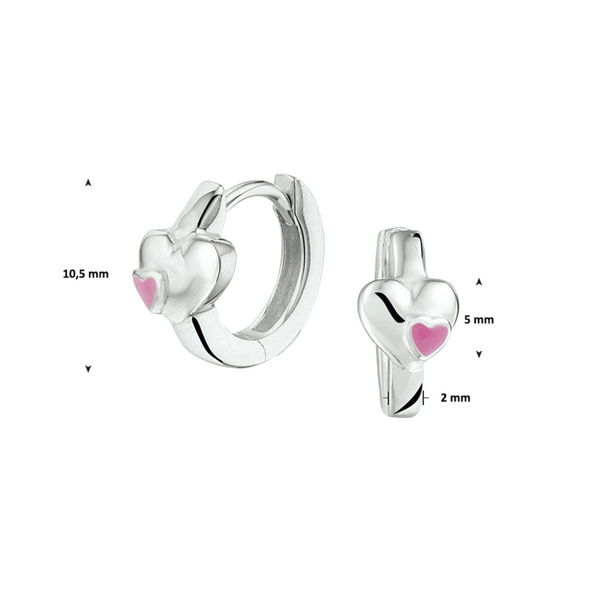 Fantasy Collection Oorbellen hart emaille zilver