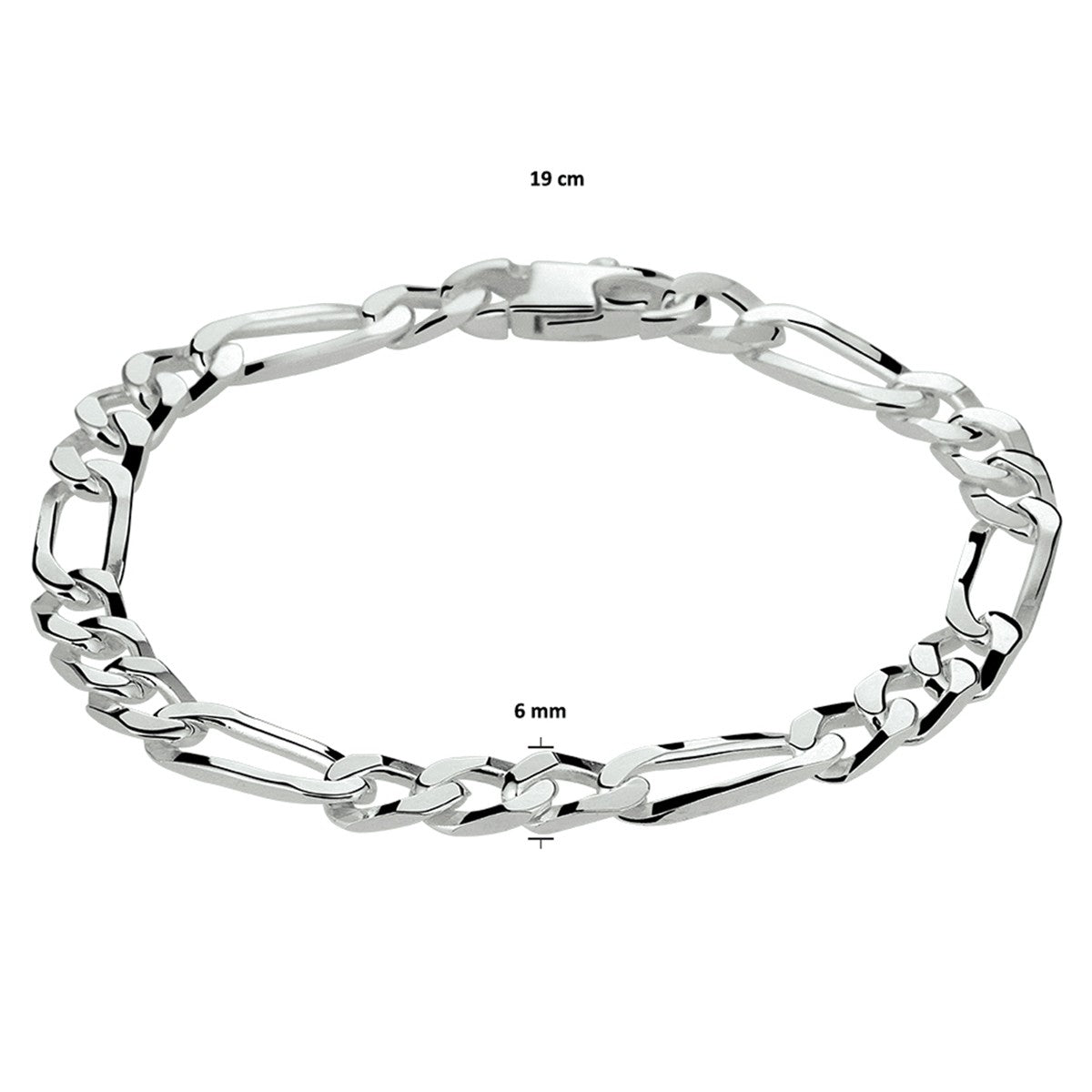 Fantasy Collection Armband figaro 6,0 mm zilver