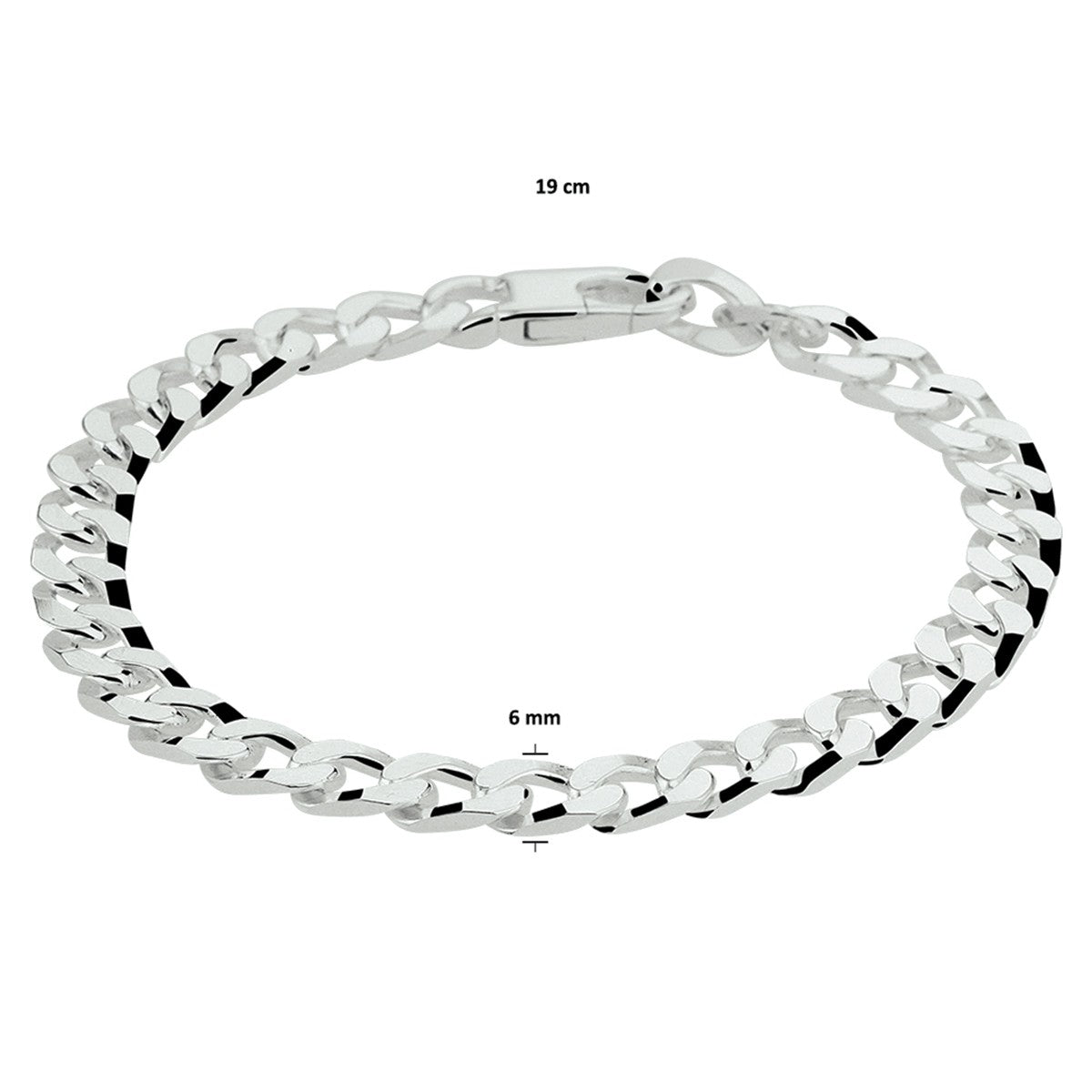 Fantasy Collection Armband gourmette 6 zijdes geslepen 5,5 mm zilver