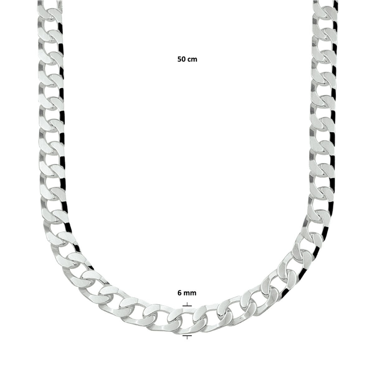Fantasy Collection Collier gourmette 6 zijdes geslepen 5,5 mm zilver