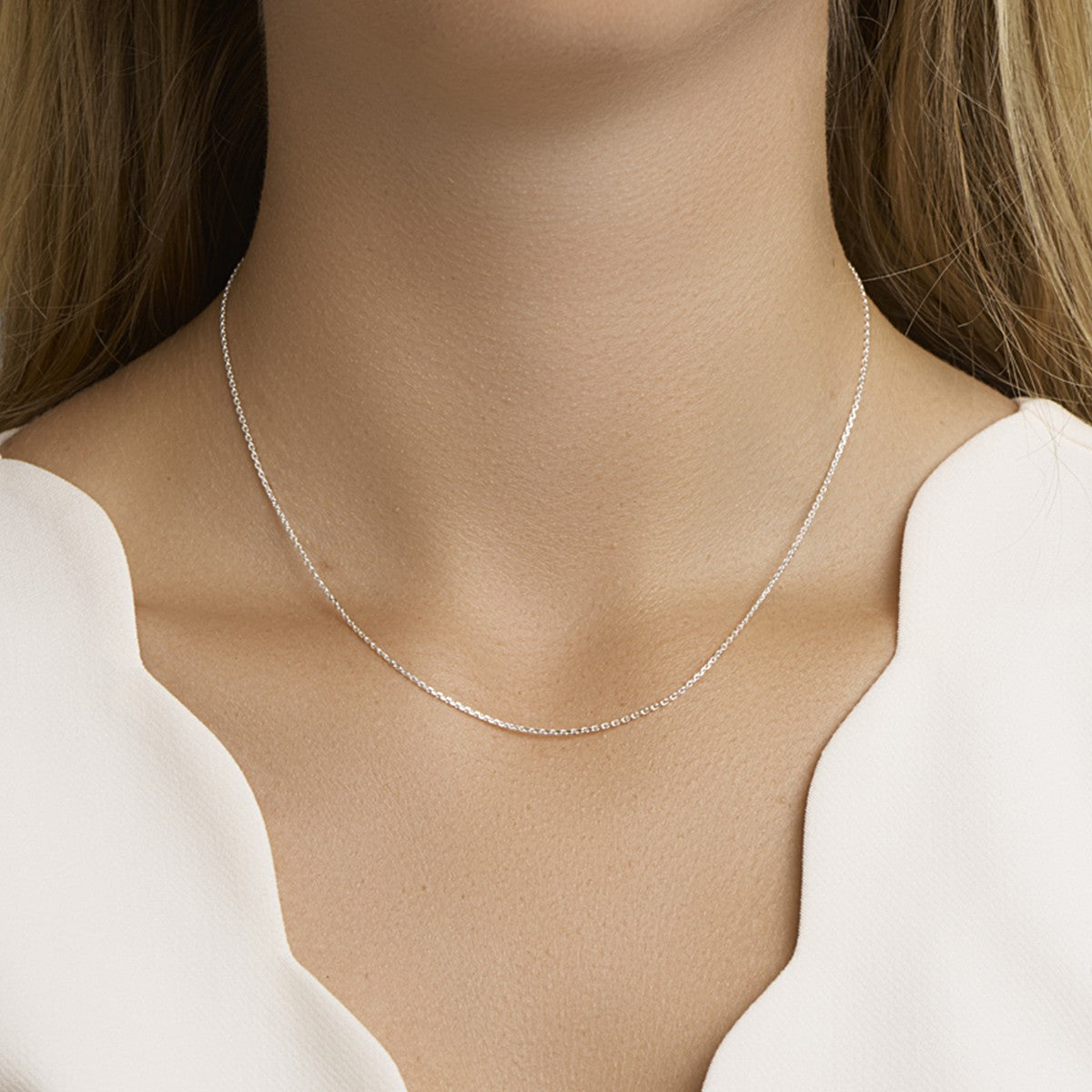 Fantasy Collection Collier anker gediamanteerd 1,1 mm zilver