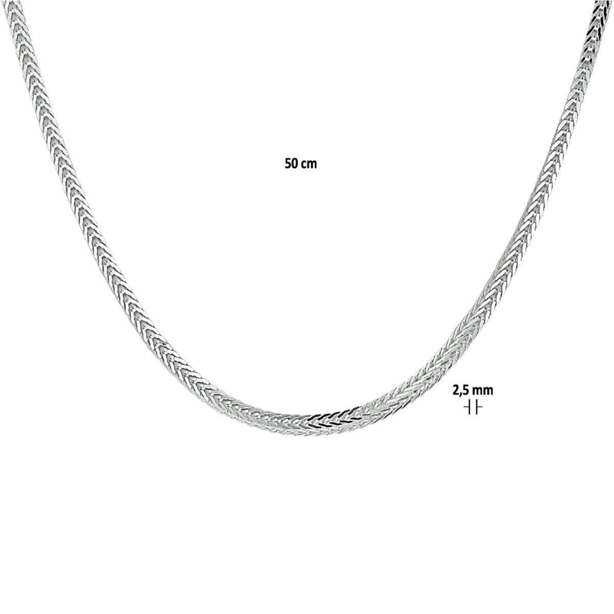 Fantasy Collection Vossestaart 2,5 mm zilver halsketting