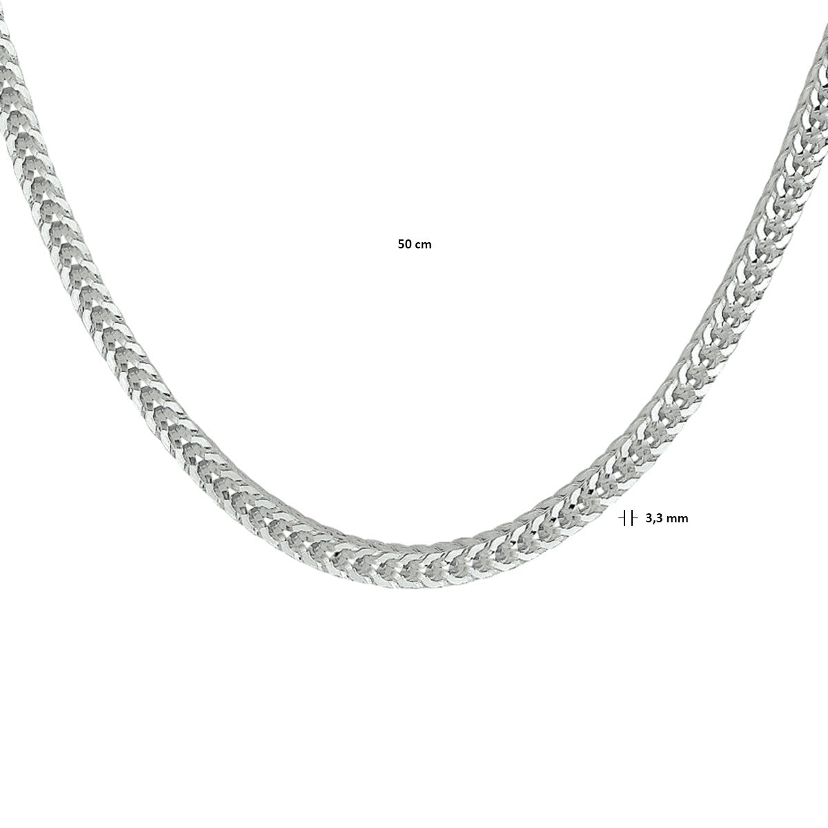 Fantasy Collection Vossestaart 3,3 mm zilver halsketting