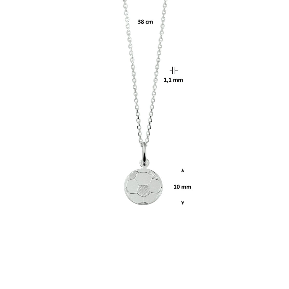 Fantasy Collection Collier voetbal 36 + 4 cm zilver