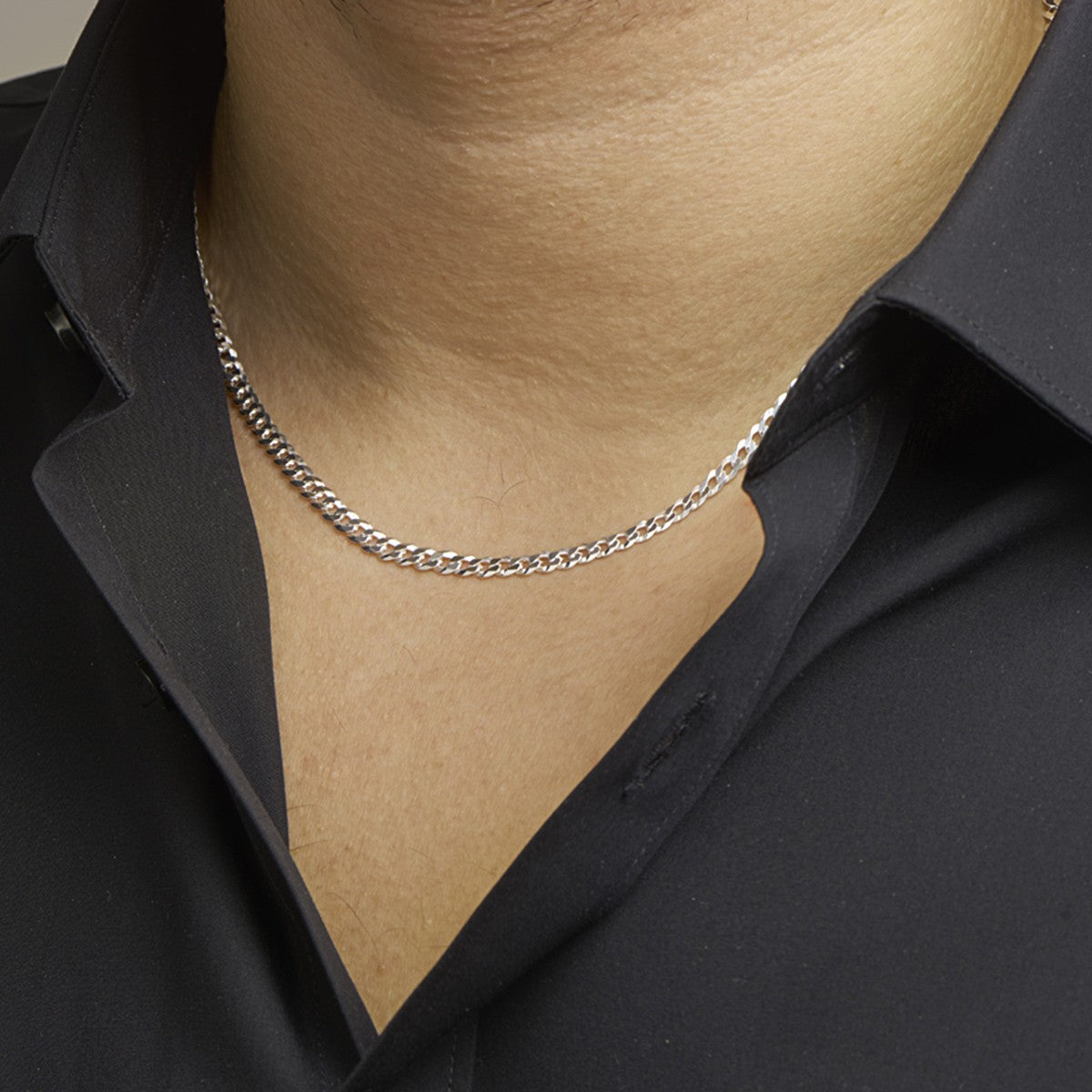 Fantasy Collection Collier gourmette 6 zijdes geslepen 4,3 mm zilver - PSN1021680
