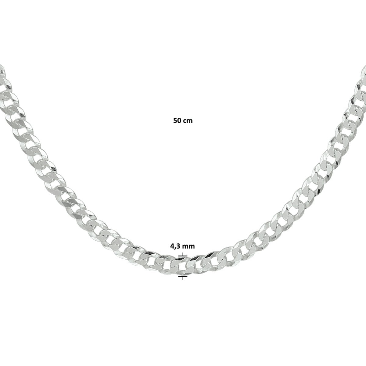 Fantasy Collection Collier gourmette 6 zijdes geslepen 4,3 mm zilver - PSN1021680