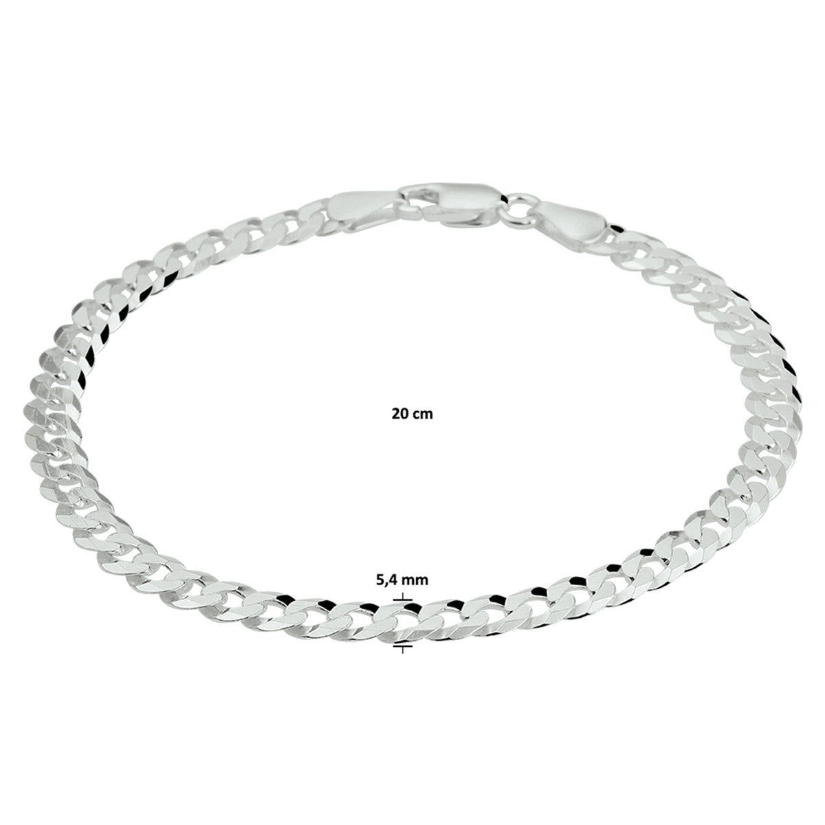 Fantasy Collection Armband gourmette 6 zijdes geslepen 5,4 mm zilver