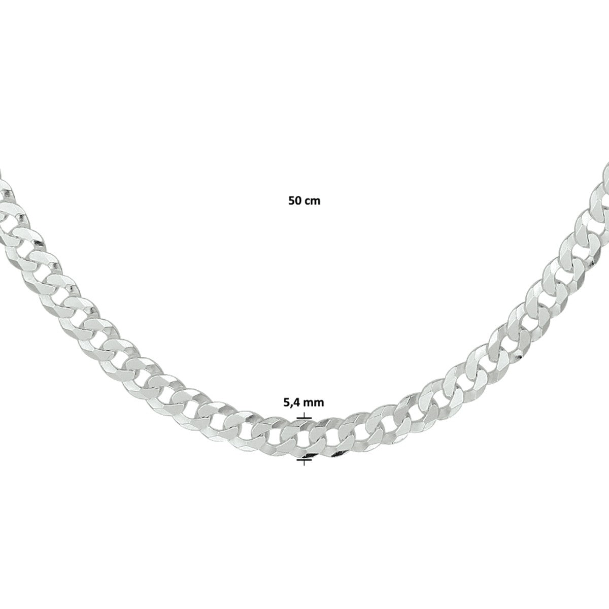 Fantasy Collection Collier gourmette 6 zijdes geslepen 5,4 mm zilver - PSN1021693