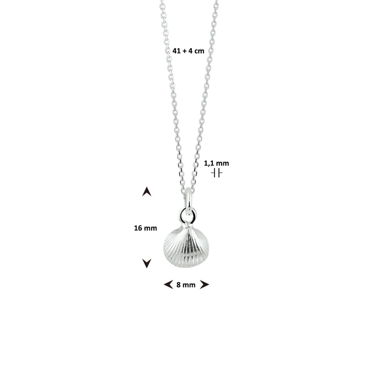 Fantasy Collection Collier schelp 41 + 4 cm zilver