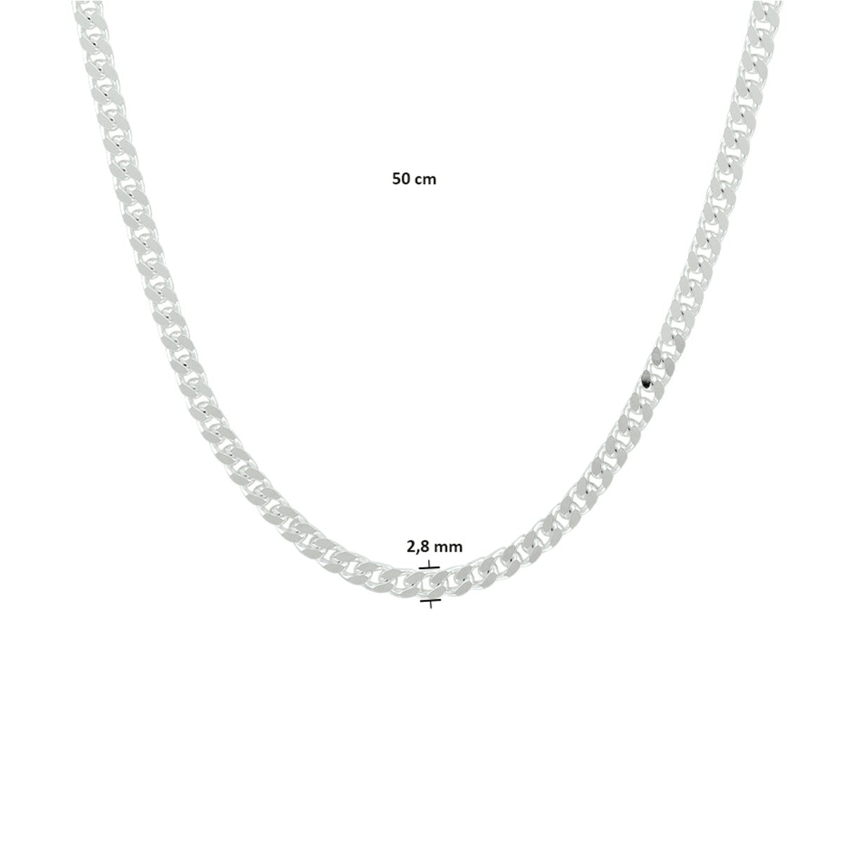 Fantasy Collection Collier gourmette 4 zijdes geslepen 2,8 mm zilver