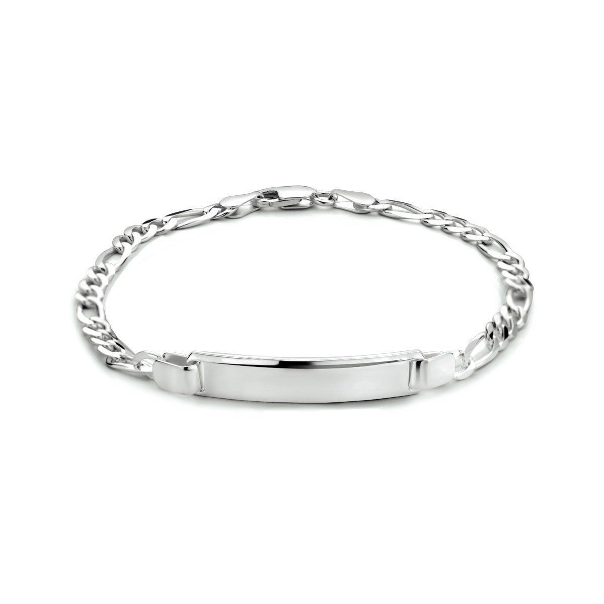 Fantasy Collection Graveerarmband figaro plaat 6,0 mm 19 cm zilver