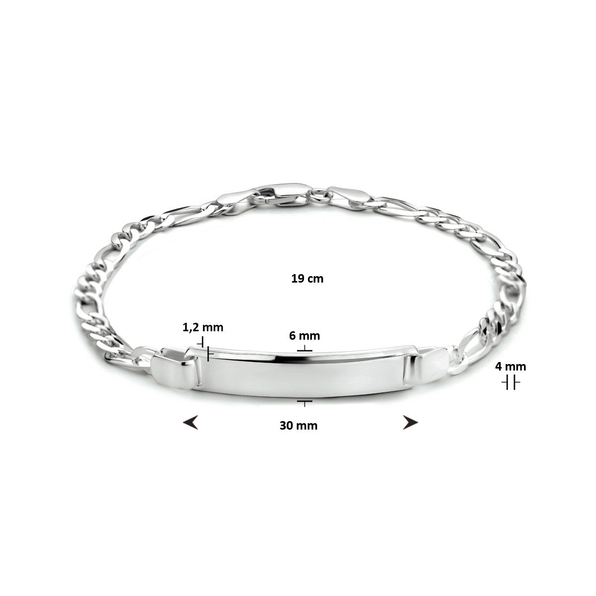 Fantasy Collection Graveerarmband figaro plaat 6,0 mm 19 cm zilver