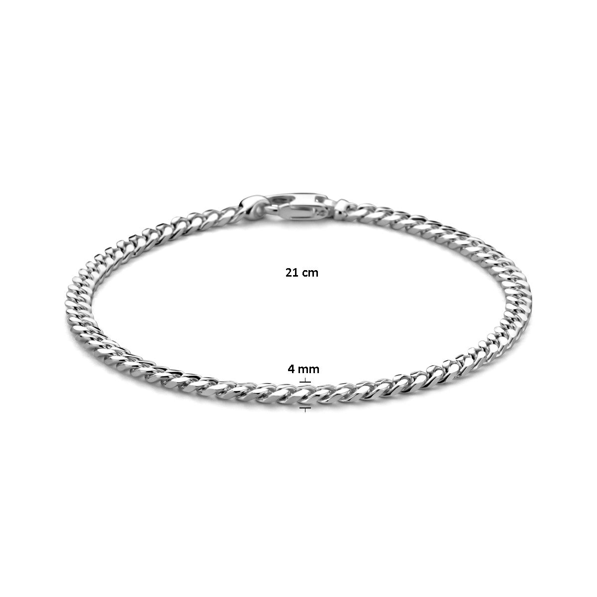 Fantasy Collection Armband gourmette 4 zijdes geslepen 4,0 mm 21 cm zilver