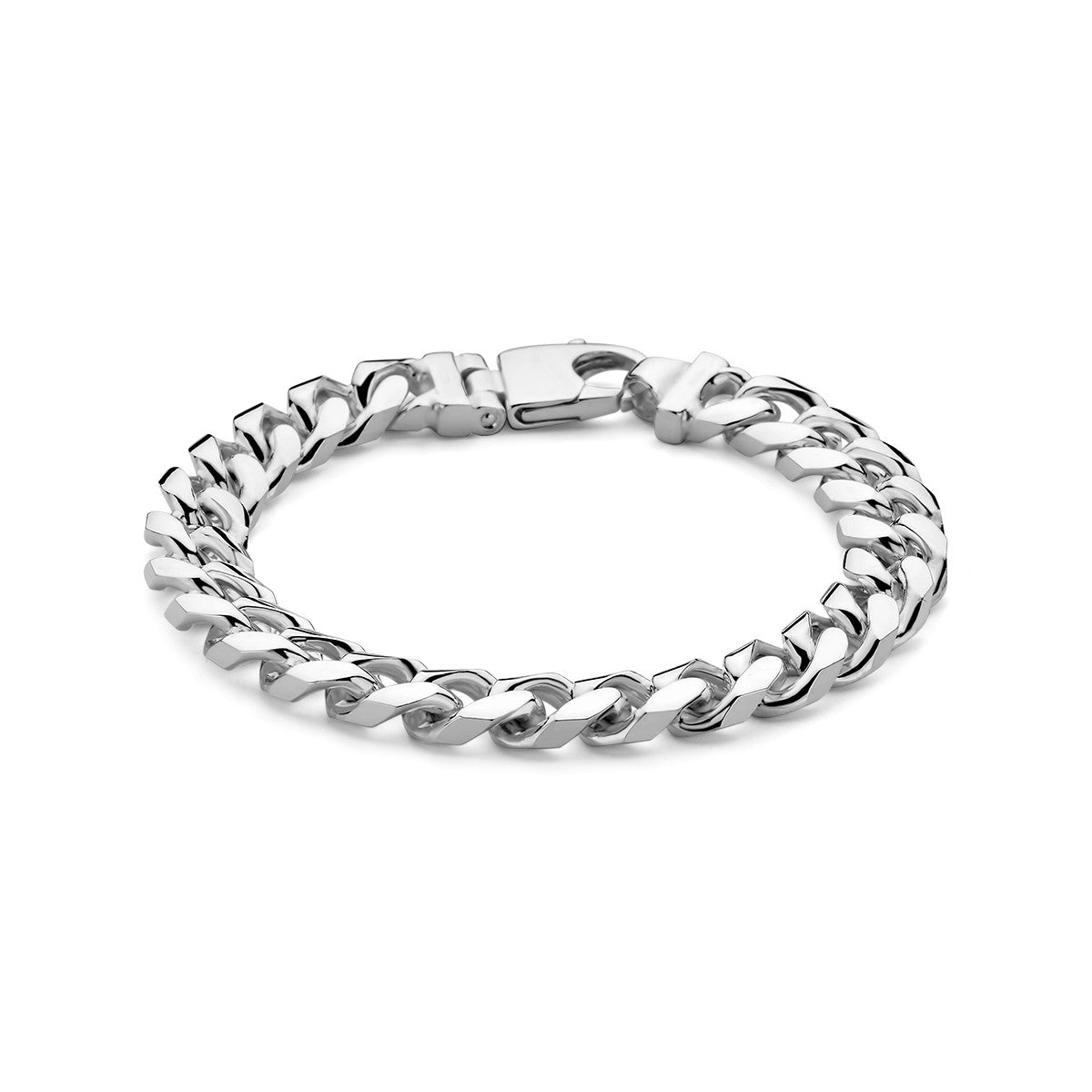 Fantasy Collection Armband gourmette 6 zijdes geslepen 10 mm 21 cm zilver