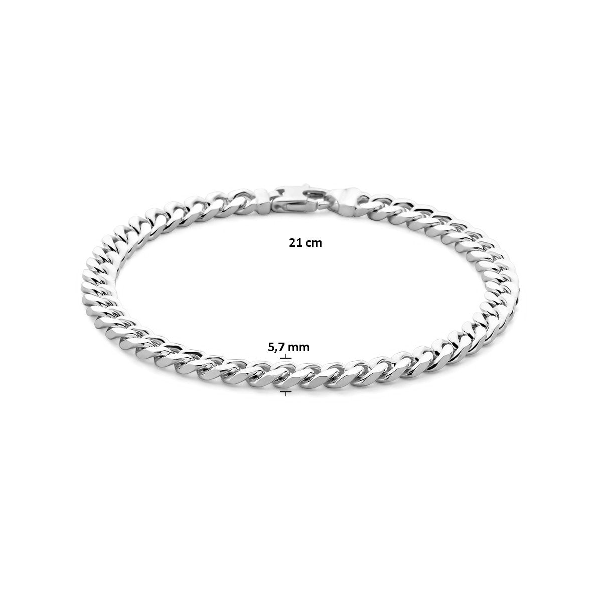 Fantasy Collection Armband gourmette 6 zijdes geslepen 5,7 mm 21 cm zilver