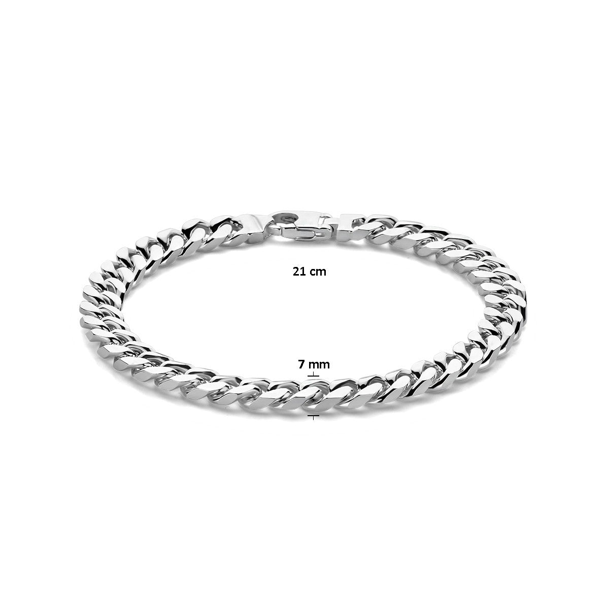 Fantasy Collection Armband gourmette 4 zijdes geslepen 7,0 mm 21 cm zilver
