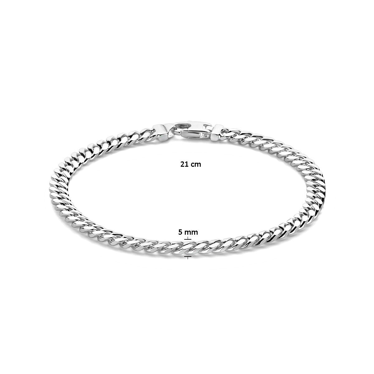 Fantasy Collection Armband gourmette 4 zijdes geslepen 5,0 mm 21 cm zilver