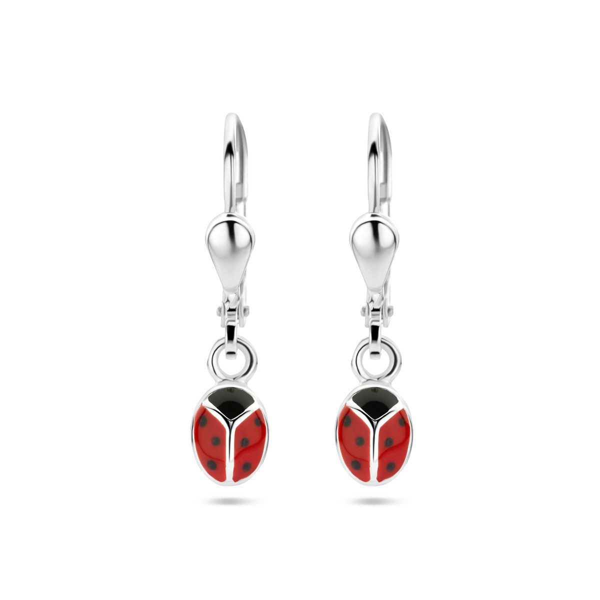 Fantasy Collection Hangende oorbellen emaille lieveheersbeestje zilver