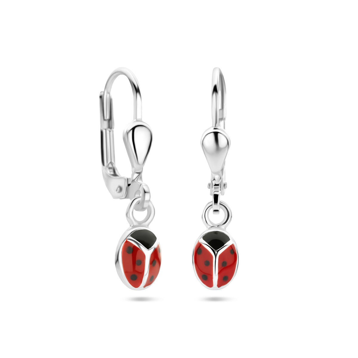 Fantasy Collection Hangende oorbellen emaille lieveheersbeestje zilver